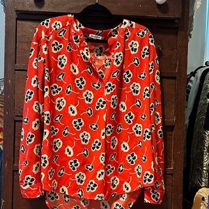 vintage euc Juicy Couture Red Floral Blouse XL